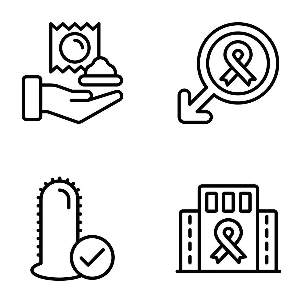 Aids and HIV  Line Icons Sets vector
