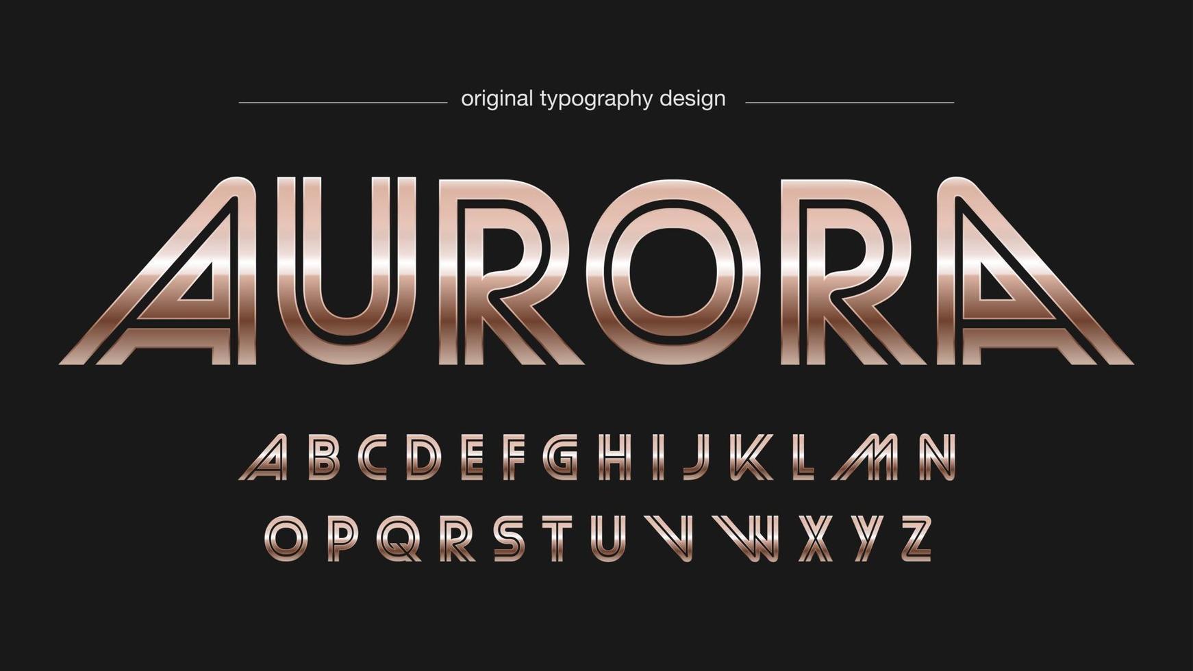 tipografía metálica retro bronce vector