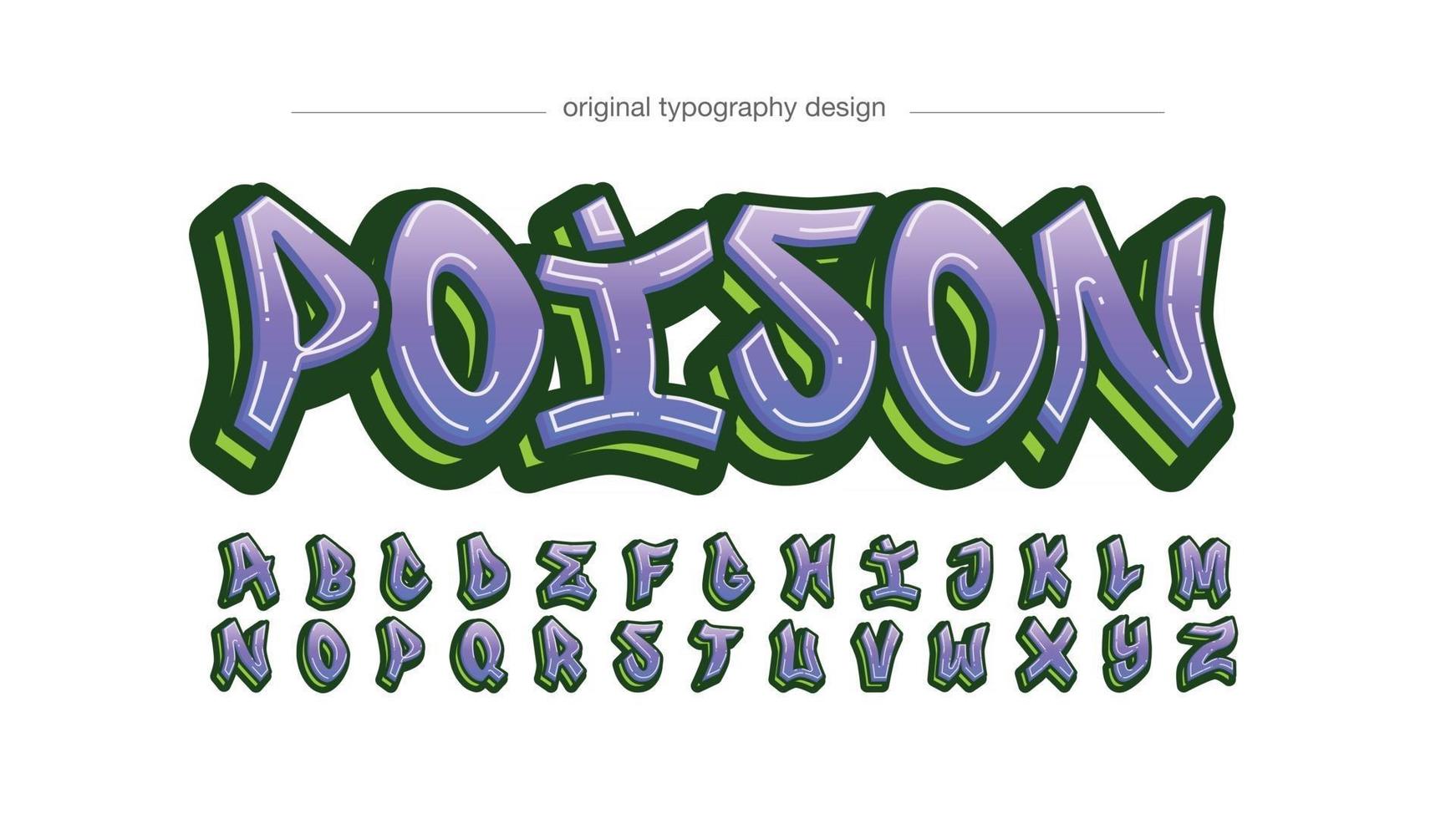 tipografía de etiqueta de graffiti púrpura y verde vector