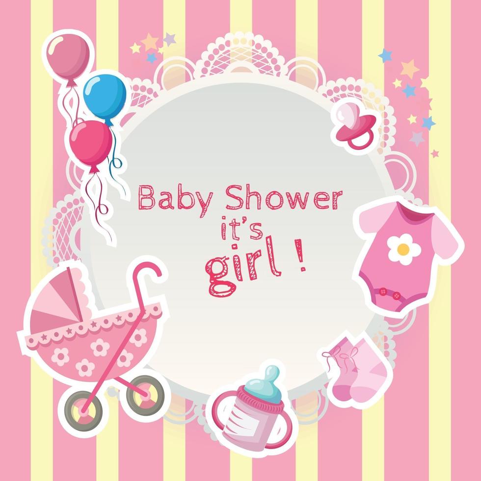 baby girls recién nacido cosas baby shower para baby shower tarjeta vector