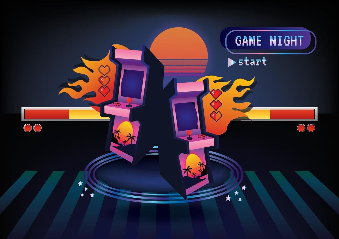 Game night game icon background concept vector