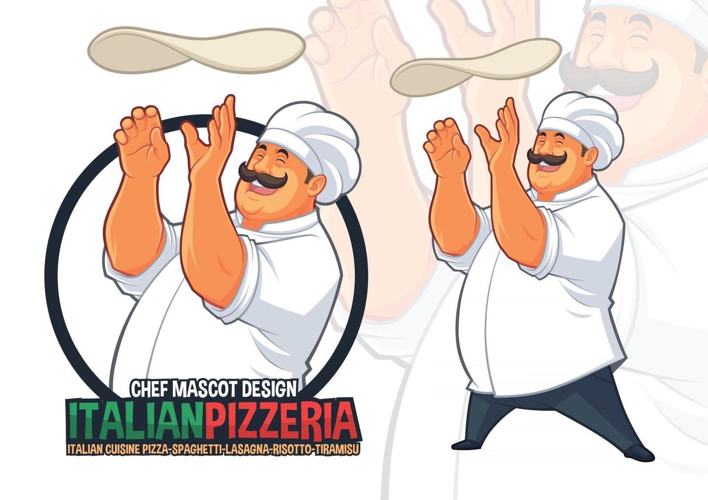 Italian Chef Tossing Pizza Dough vector