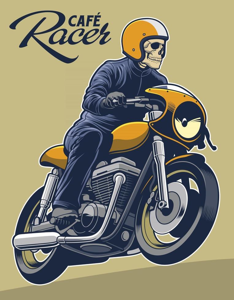 Ilustración de vector de cafe racer para elementos de logotipo. El casco se puede quitar.