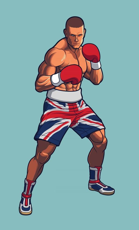 Boxing Fighter wearing UK Flag Shorts vector