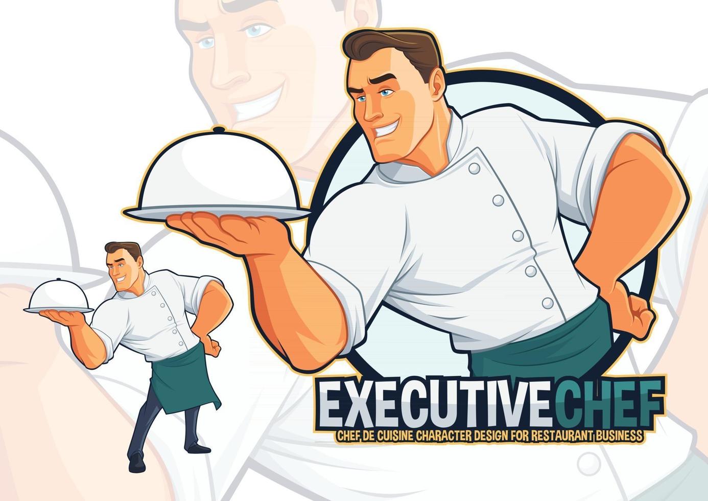 chef ejecutivo sirviendo comida ilustración vector