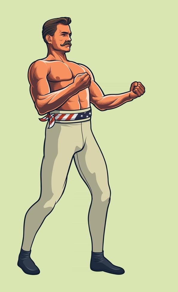 desnudo knucke boxing fighter cuerpo completo vector