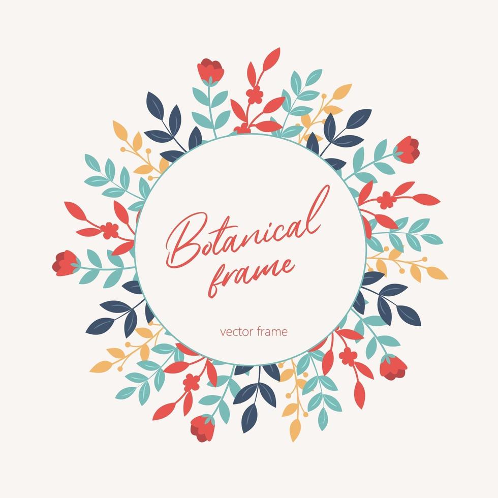 botanical frame with leaves vector
