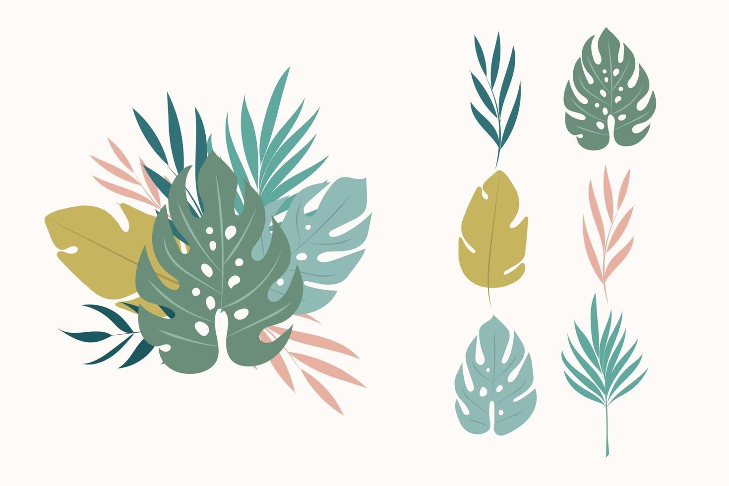 Modern tropical leaves.Botanical elements.Jungle leaves vector