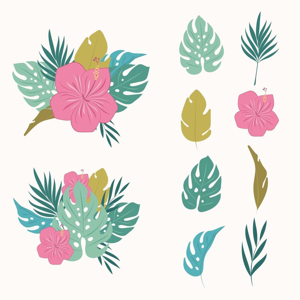Modern tropical leaves.Botanical elements.Jungle leaves vector