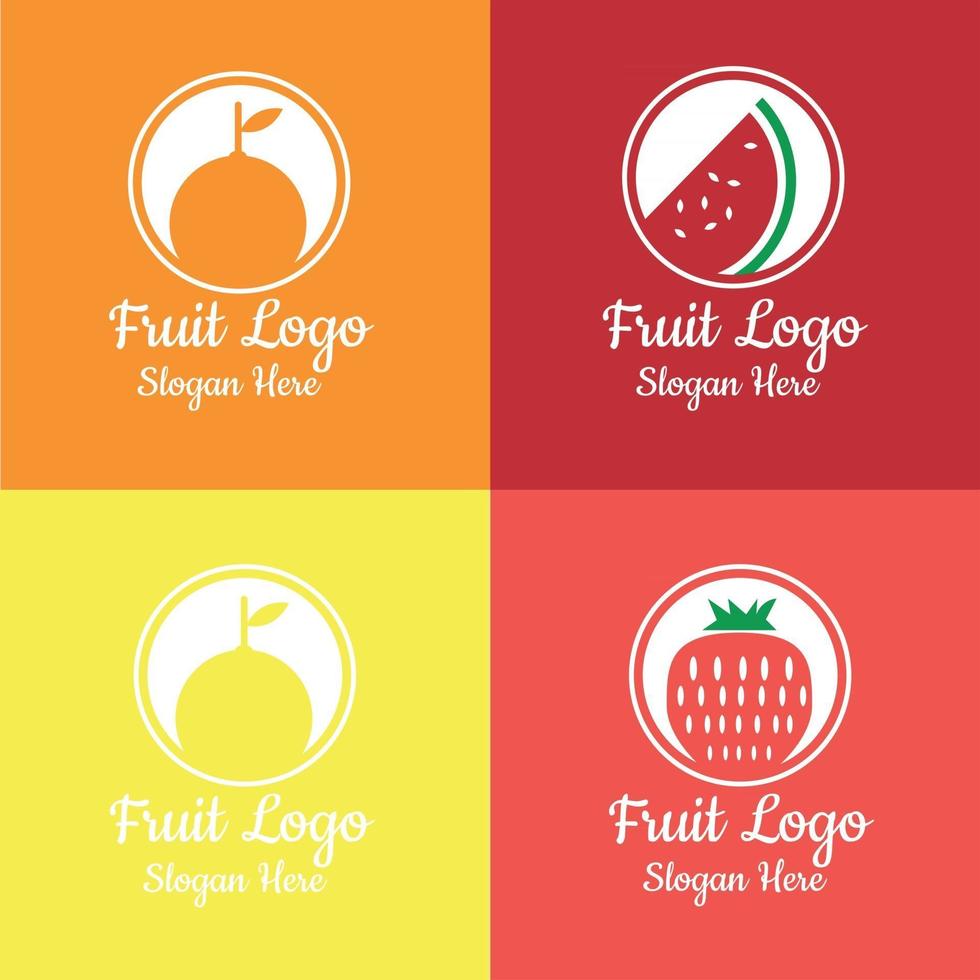 Collection of fruit logos in different colors vector