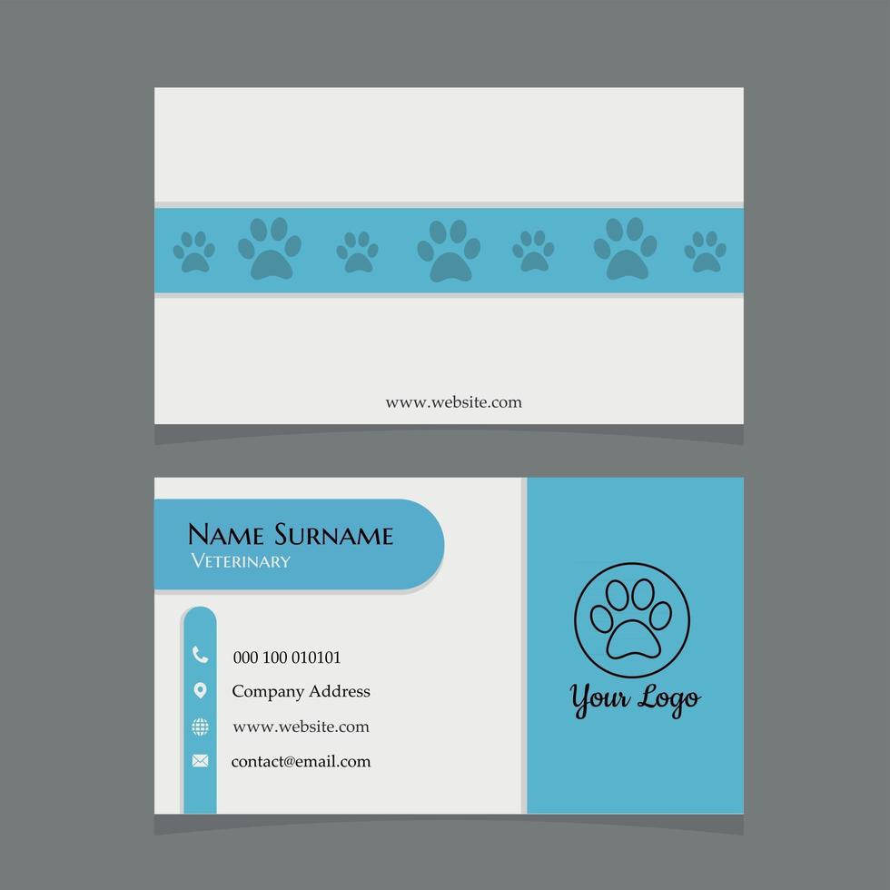 Vet business card with pet footprint design vector