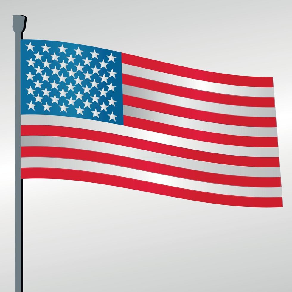 united states of america usa flag and pole symbol flat vector with gradient color