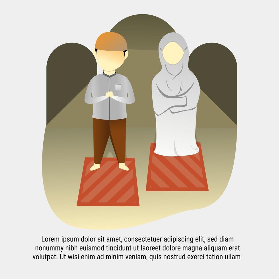 Family Praying flat illustration at home vector