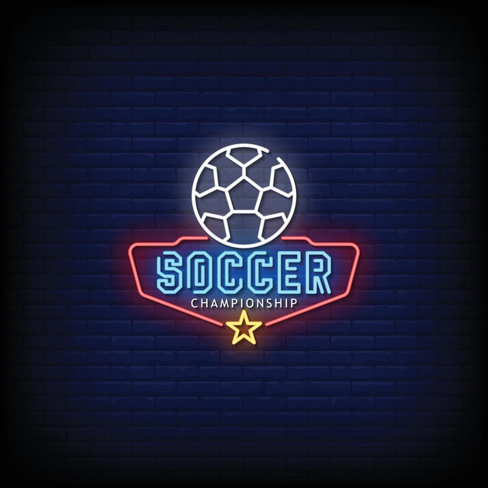 Soccer Championship Neon Signs Style Text Vector