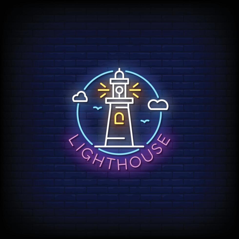 Light House Neon Signs Style Text Vector