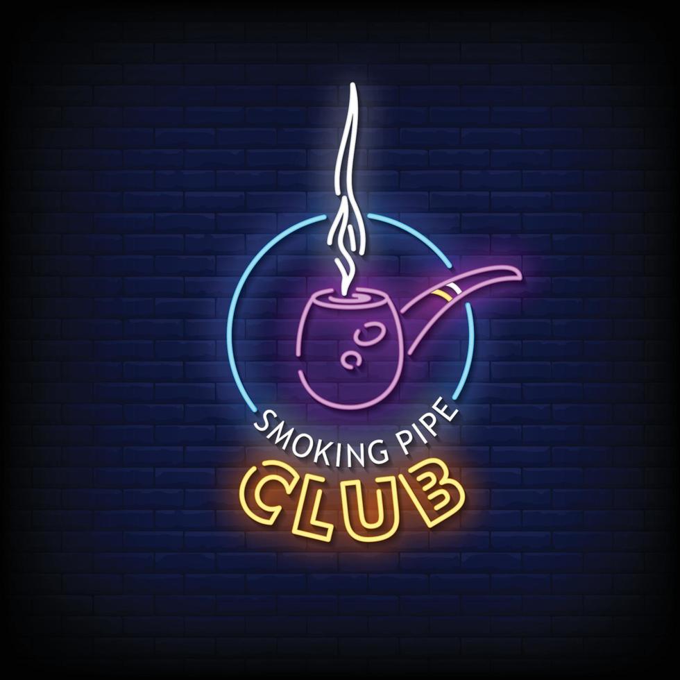 Smoking Pipe Club Neon Signs Style Text Vector