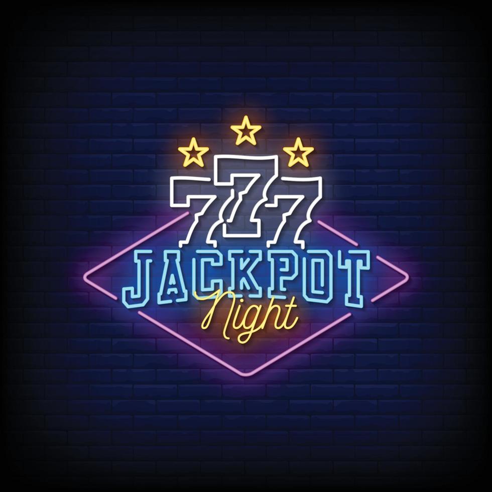 Jackpot Night Neon Signs Style Text Vector