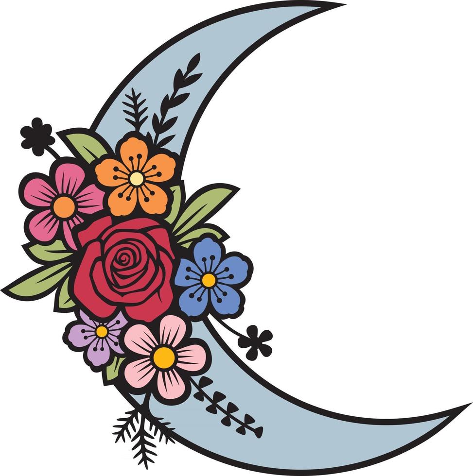 Floral Moon Color vector