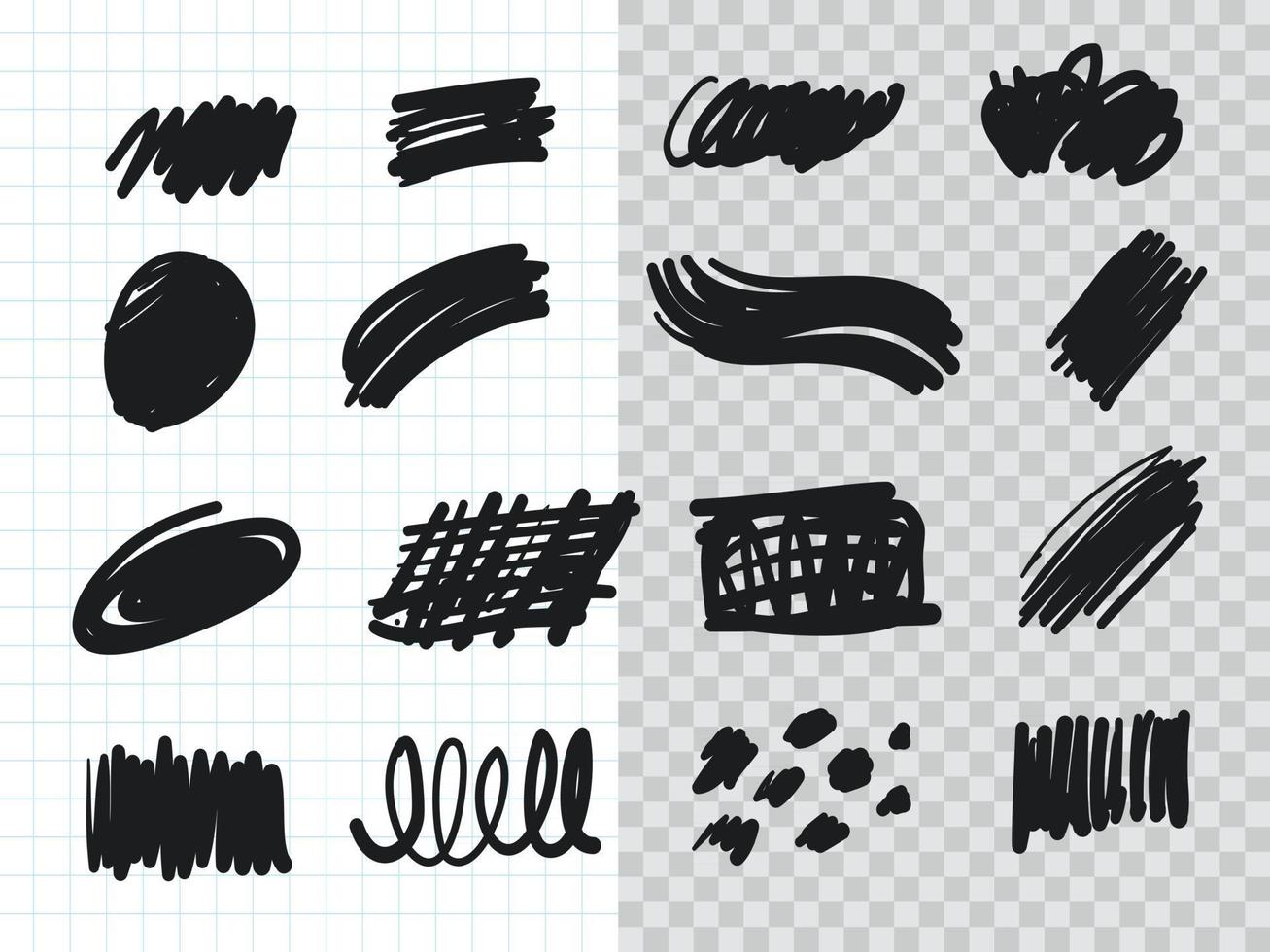 Hand drawn Highlighter Brush Collection set vector