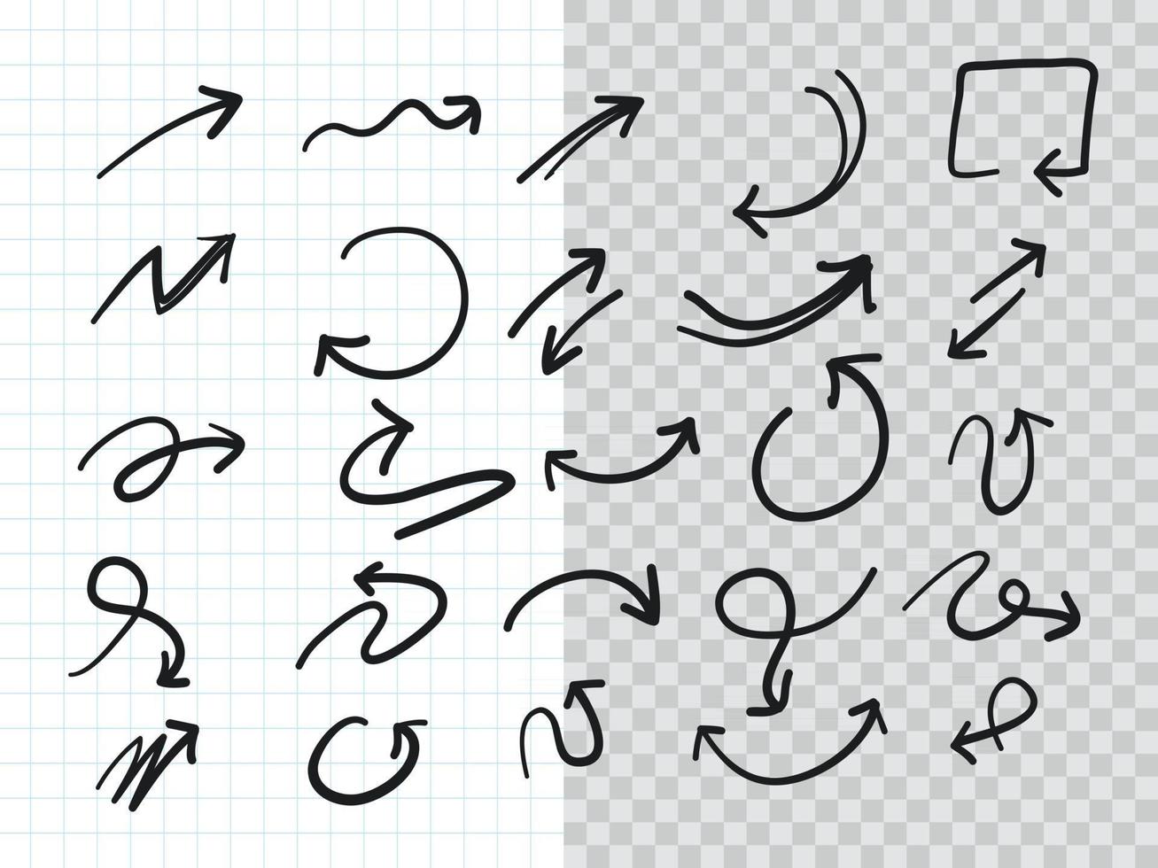 Hand drawn Doodle Arrow Collection set vector