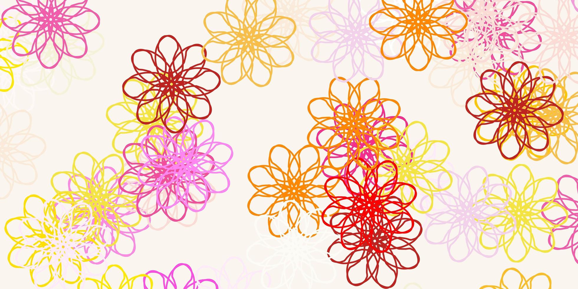 Fondo de doodle de vector multicolor claro con flores.