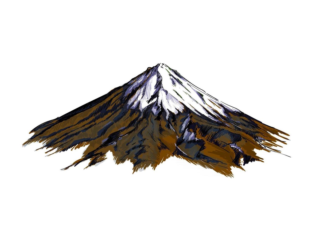 Mountain from a splash of watercolor, colored drawing, realistic. Vector illustration of paints