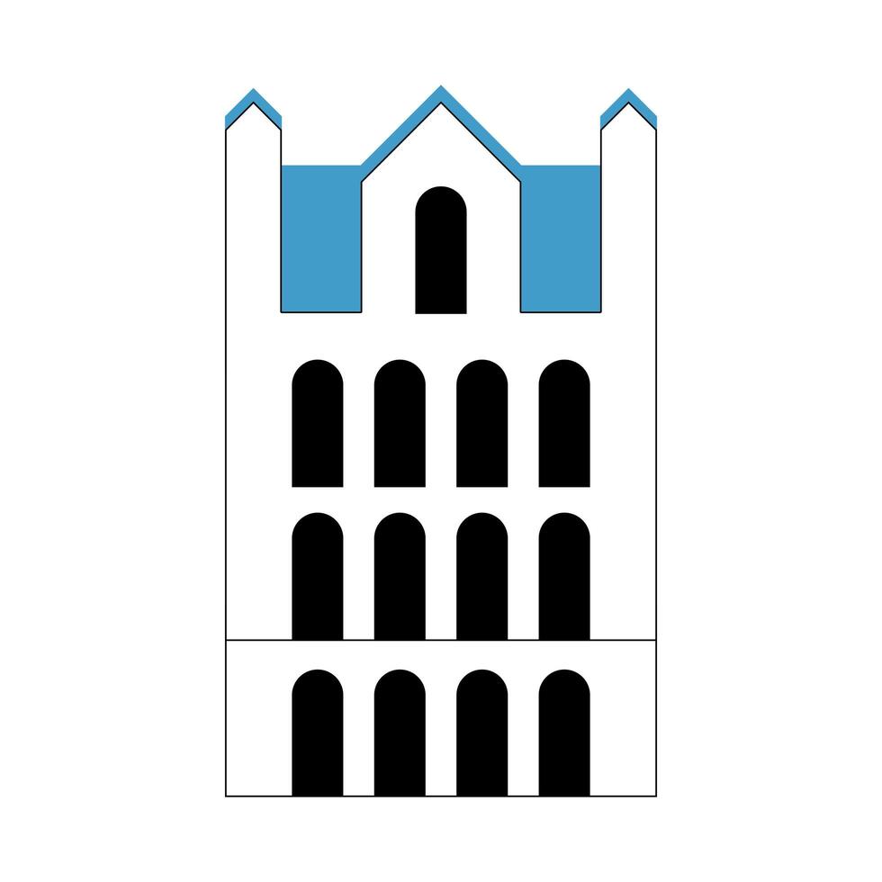 building front facade isolated icon vector