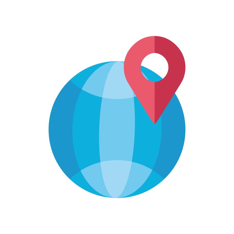 sphere planet with pin location icon vector