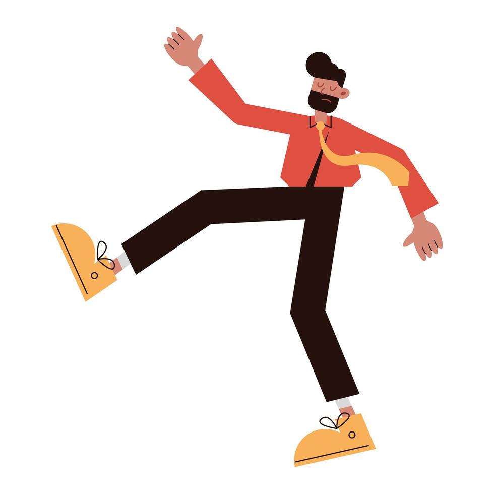elegant businessman walking comic character icon vector