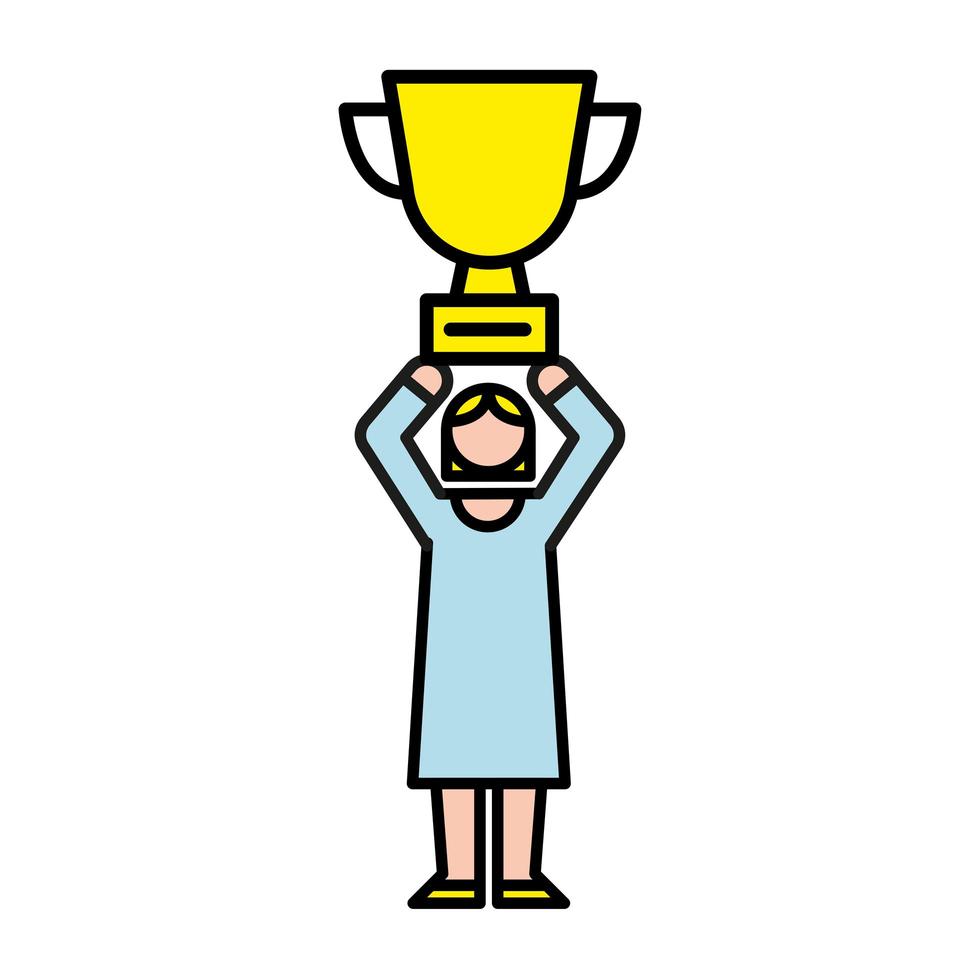 elegant business woman with trophy avatar character vector