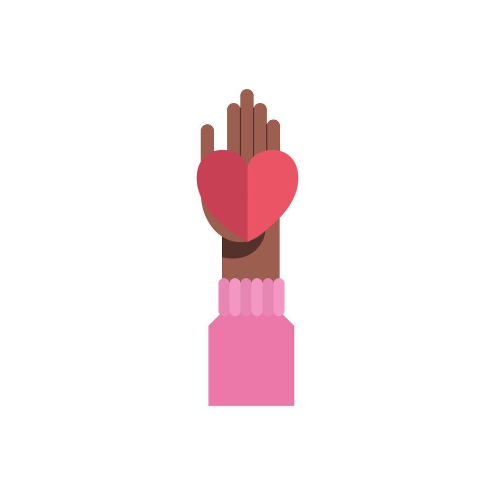 afro hand with heart of love feeling icon vector