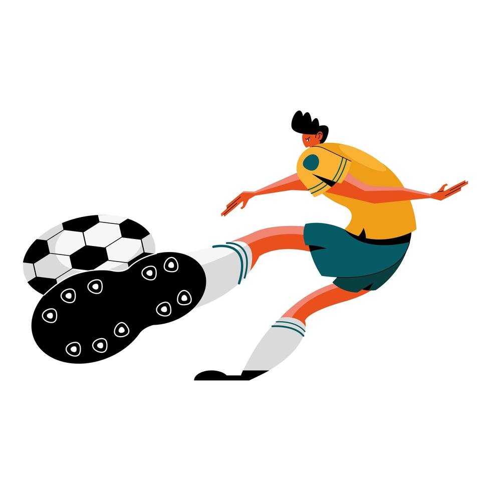 male athlete practicing soccer sport character vector