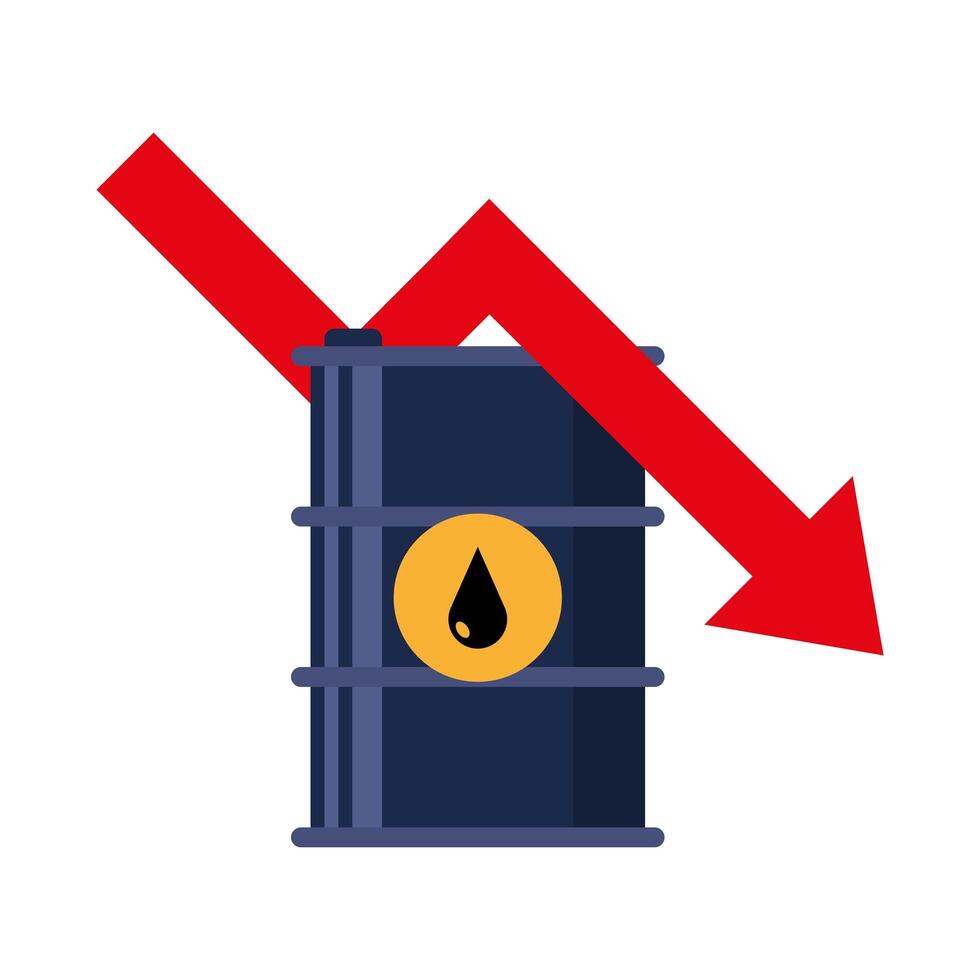 barrel tank with drop and arrow of oil price icon vector