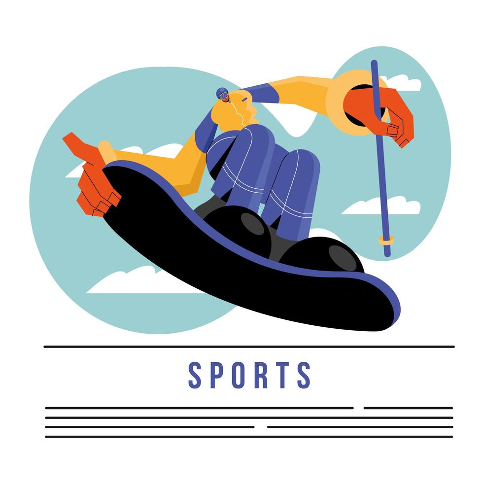 athlete practicing snowboard sport character vector