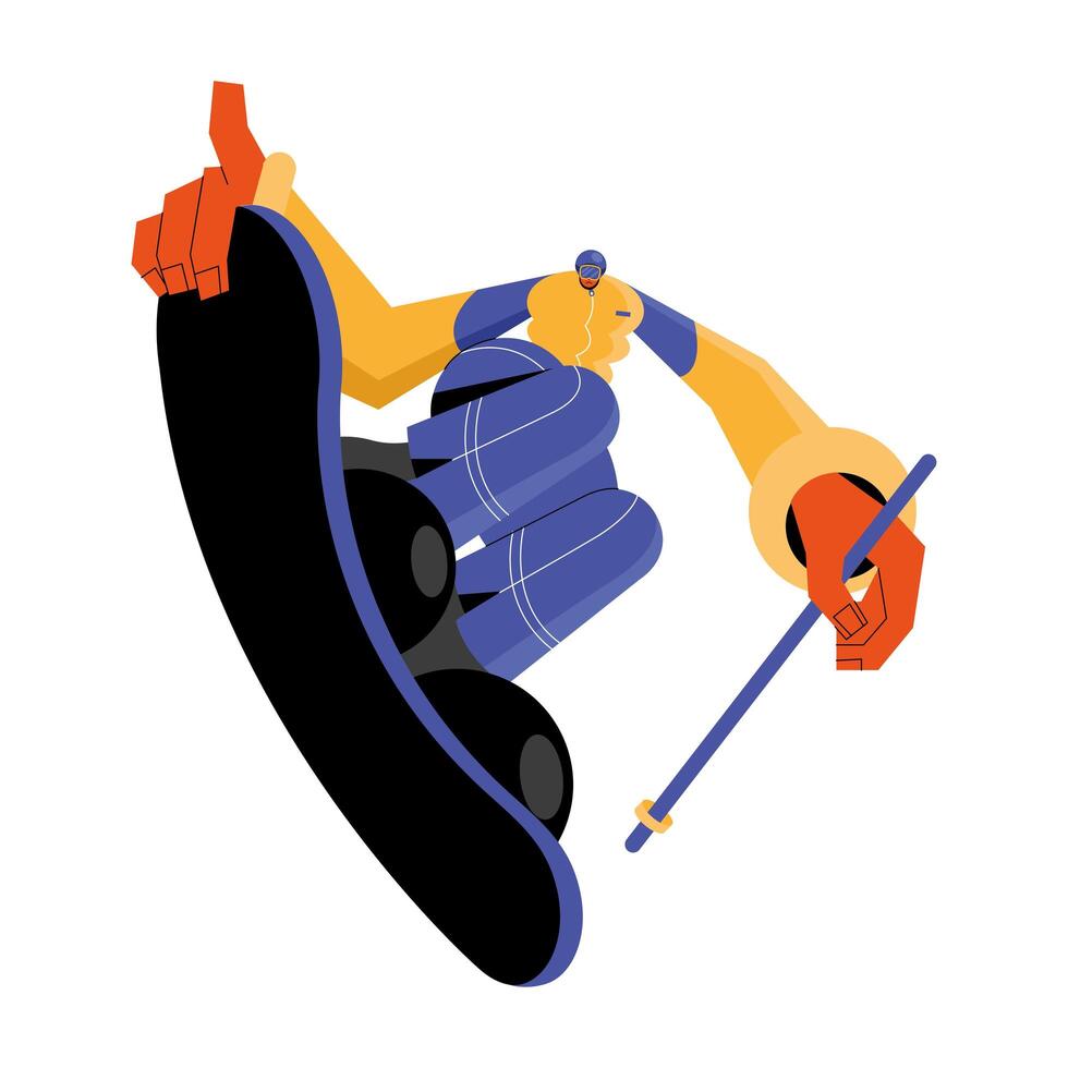 athlete practicing snowboard sport character vector