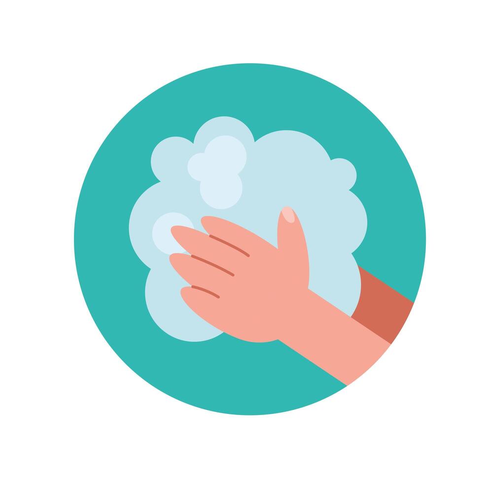 hands washing with foam icon vector