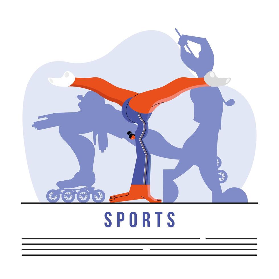 athlete practicing gymnastics sport character vector