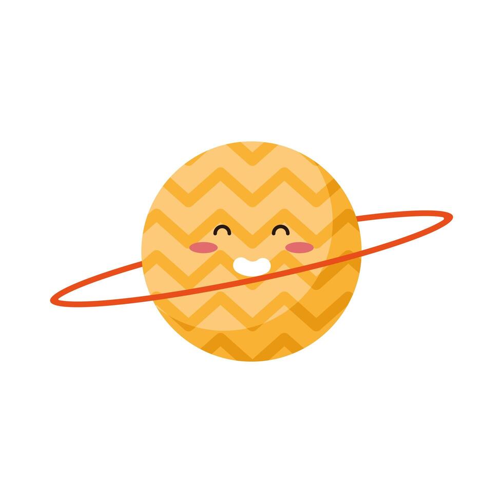 saturn planet space kawaii character vector