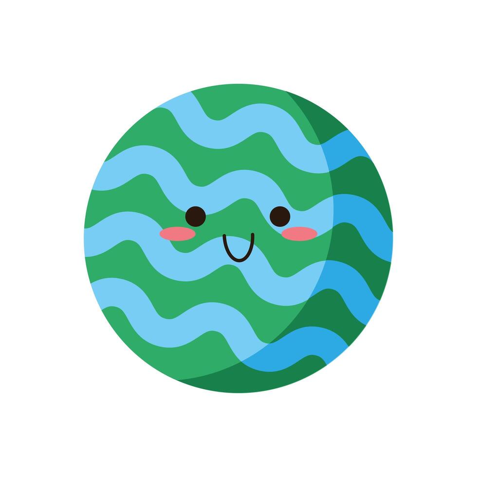 green planet space kawaii comic character vector