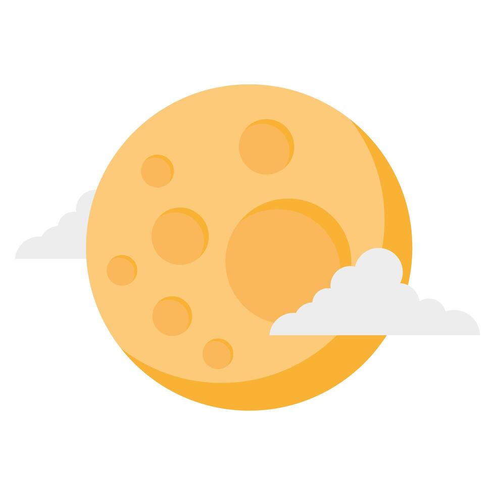 full moon night isolated icon vector