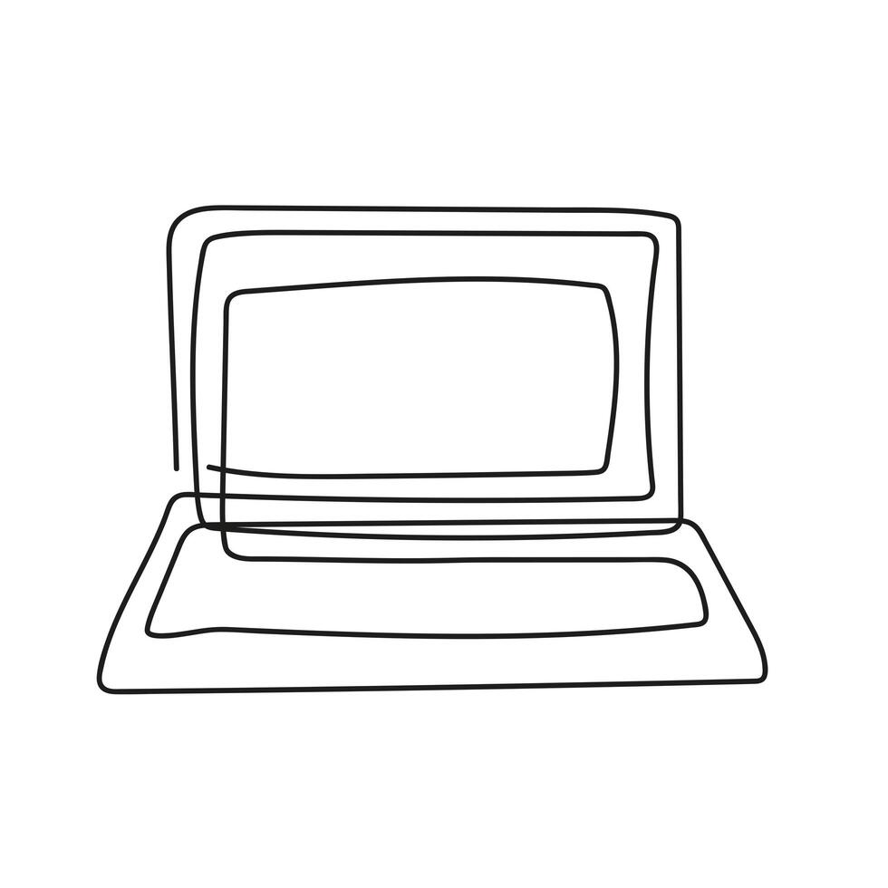 laptop portable one line style icon vector