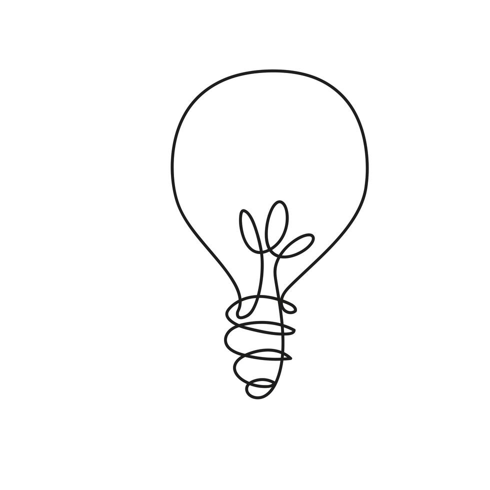 bulb light one line style icon vector