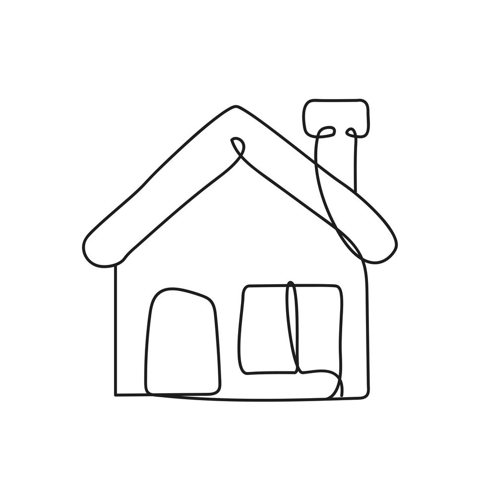 fachada de la casa icono de estilo de una línea vector