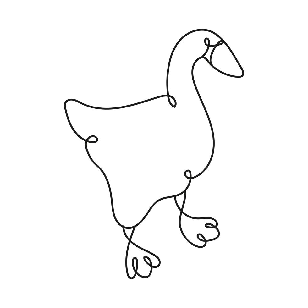 duck farm animal one line style icon vector