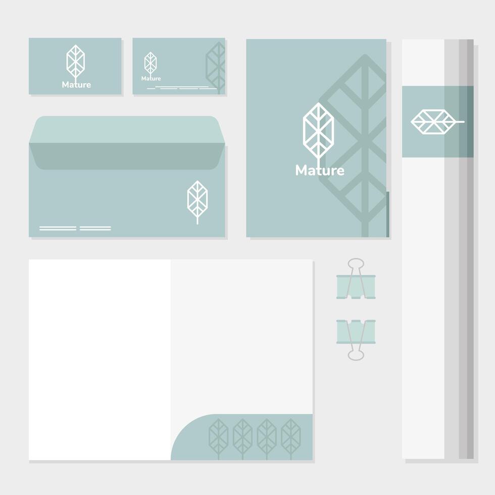 envelope and bundle of mockup set elements in white background vector