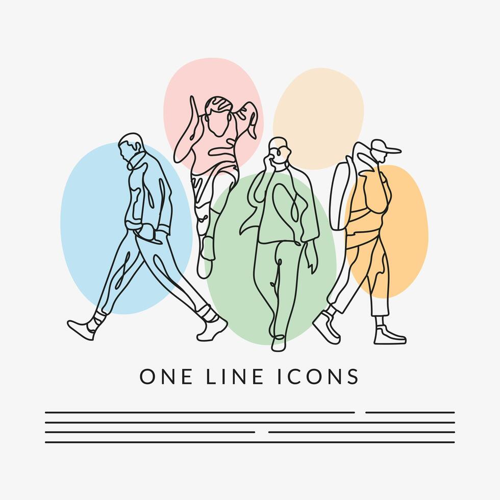 men humans one line style icon vector