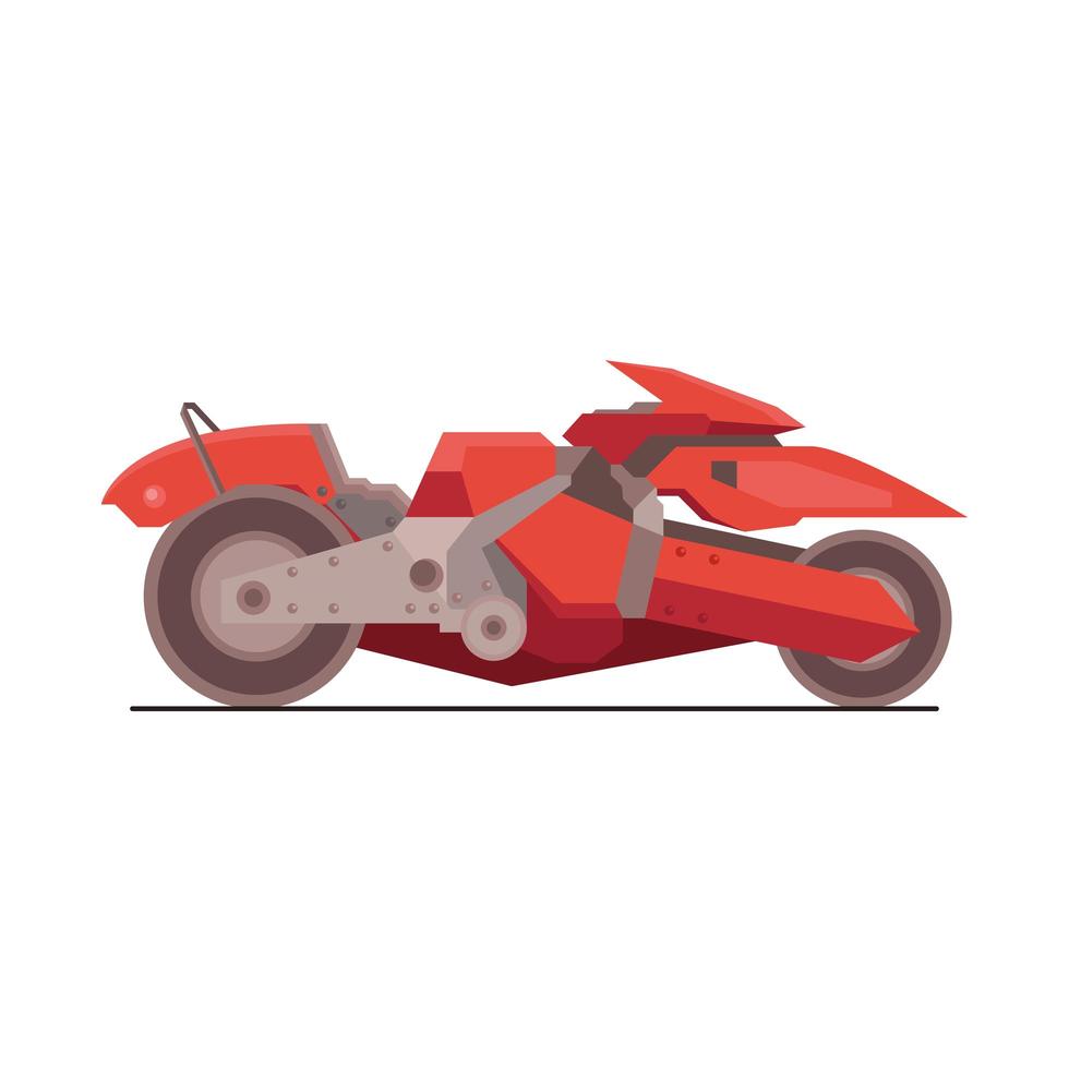 Vehículo de estilo futurista moto roja. vector