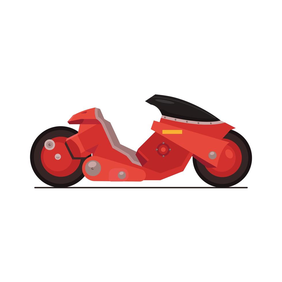 moto estilo futurista vehículo color rojo vector