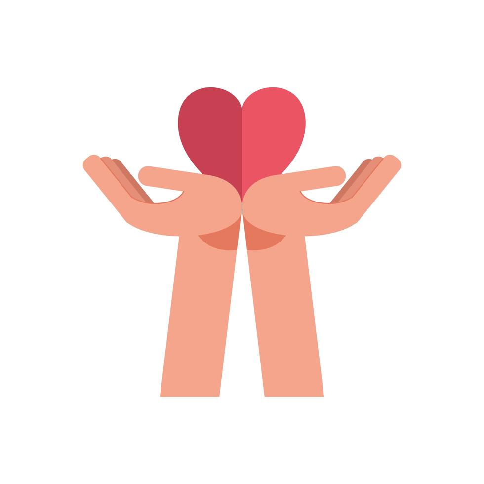 hands lifting heart of love feeling icon vector