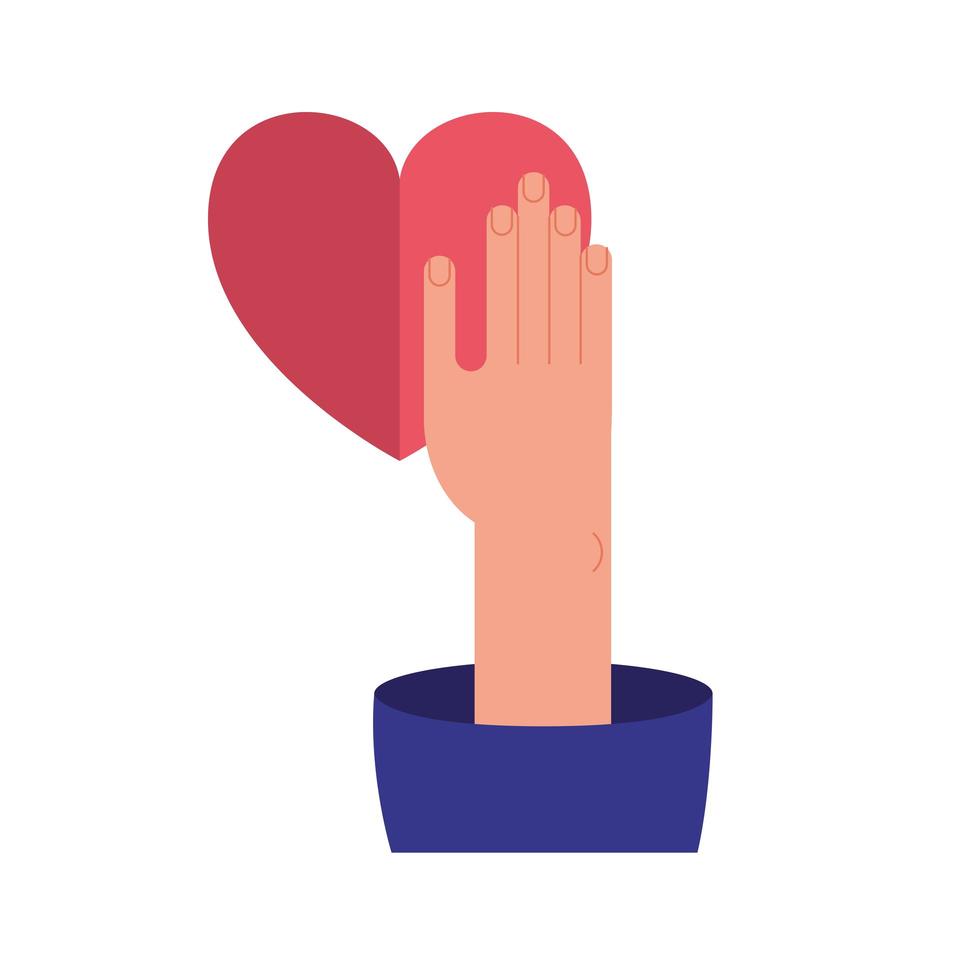 hand human lifting heart of love feeling icon vector